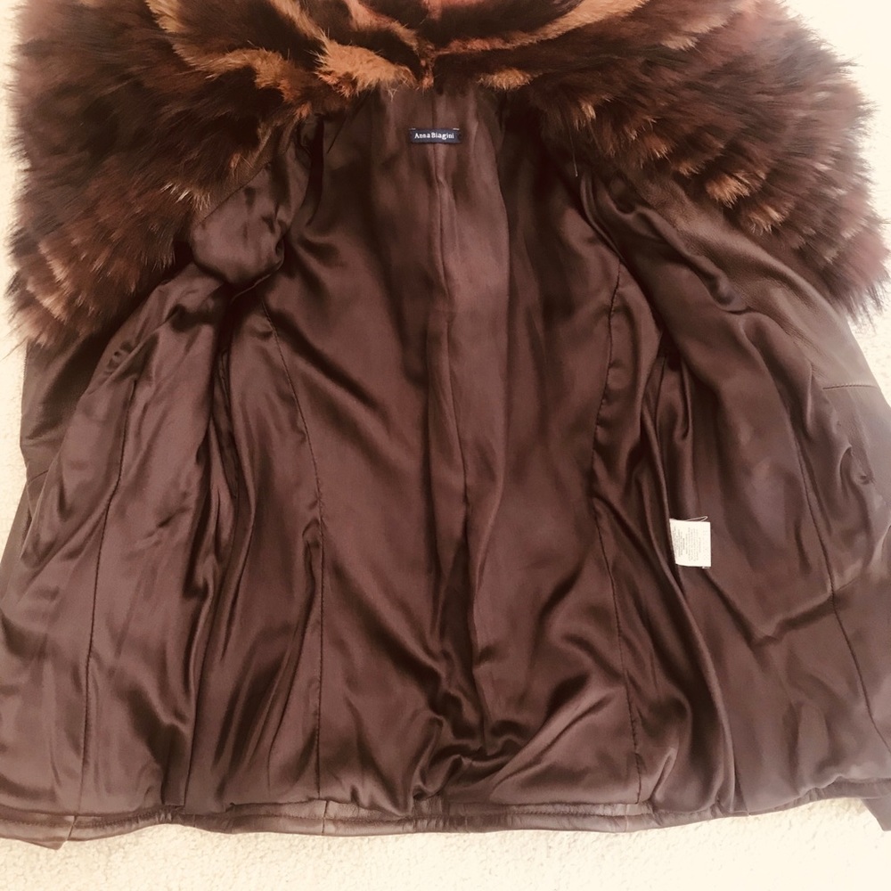 🔥✨Anna Biagini Brown/Faux Fur Leather Coat✨🔥🔥🔥🔥🔥🔥🔥🔥 - Picture 4 of 8